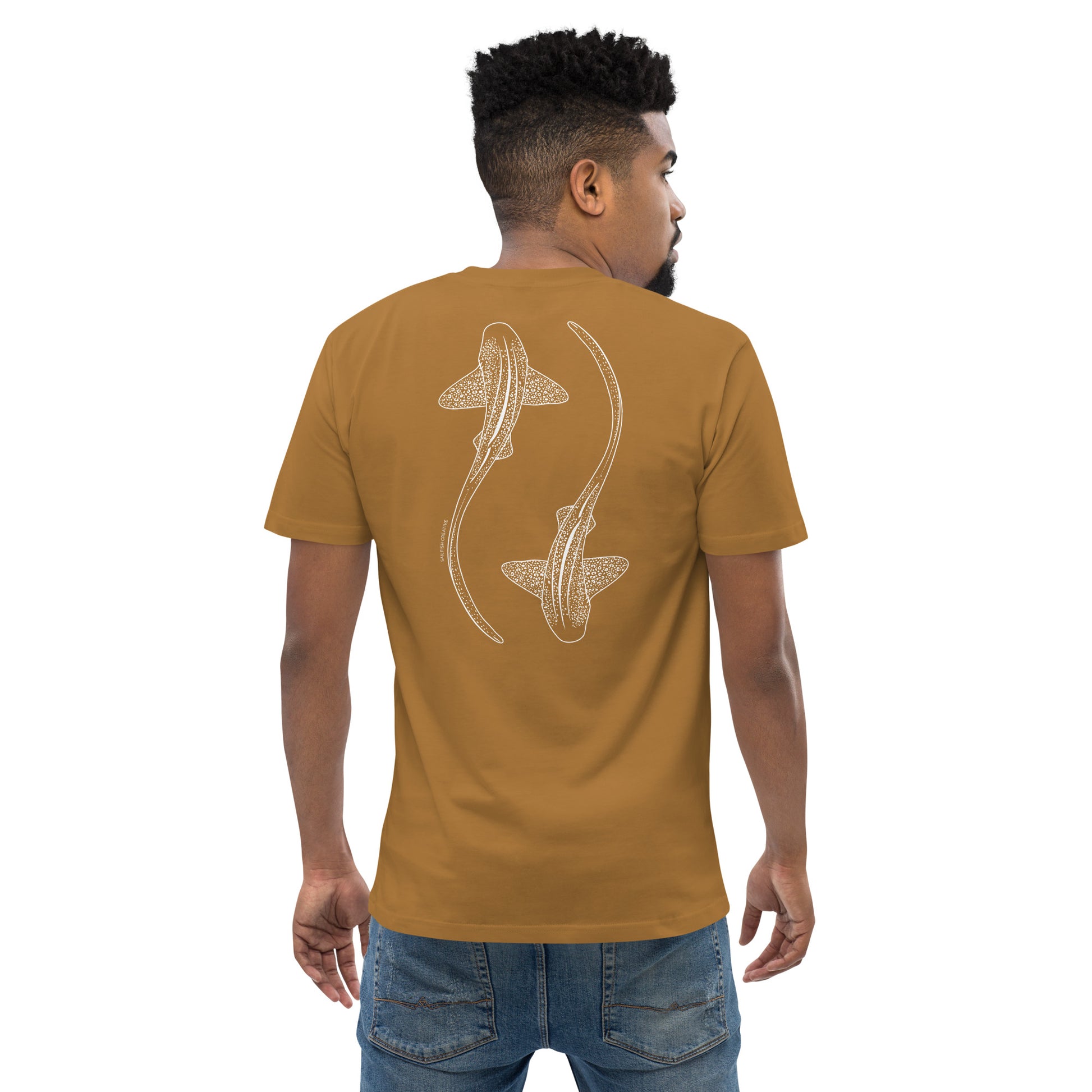 Leopard Shark Line Art - Mens Staple T-Shirt - Sailfish Creative