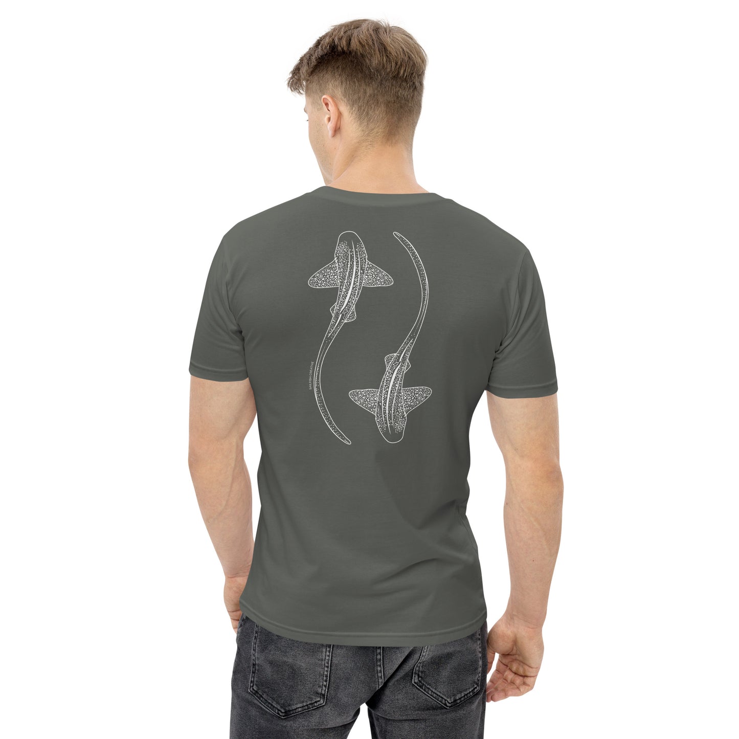 Leopard Shark Line Art - Mens Staple T-Shirt - Sailfish Creative