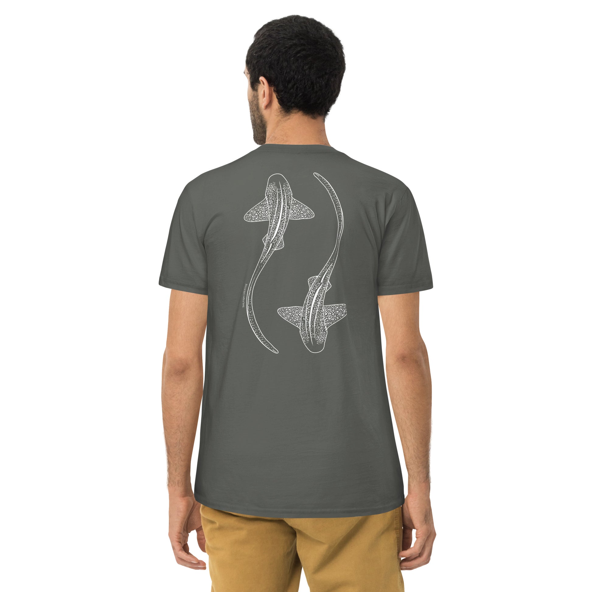 Leopard Shark Line Art - Mens Staple T-Shirt - Sailfish Creative