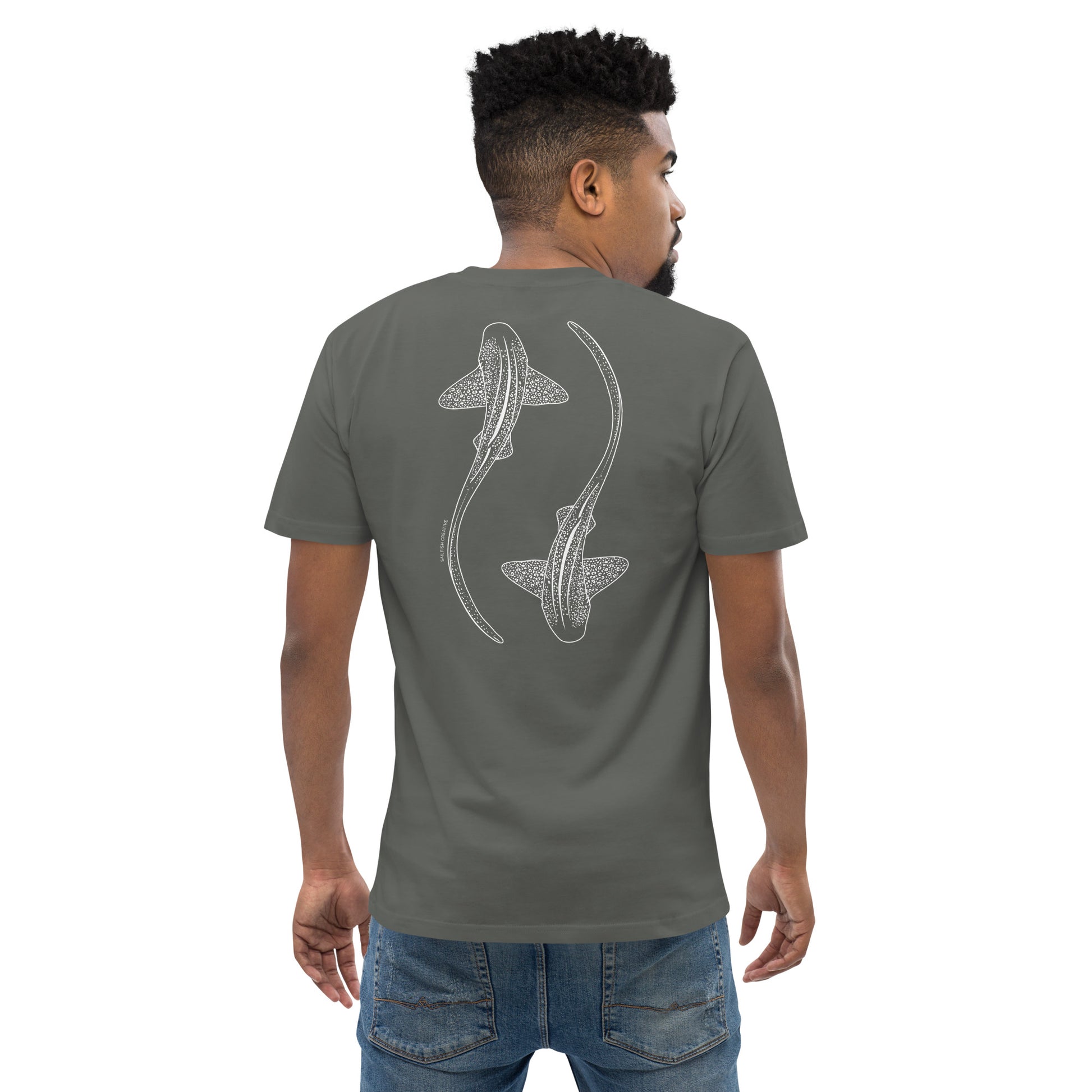 Leopard Shark Line Art - Mens Staple T-Shirt - Sailfish Creative