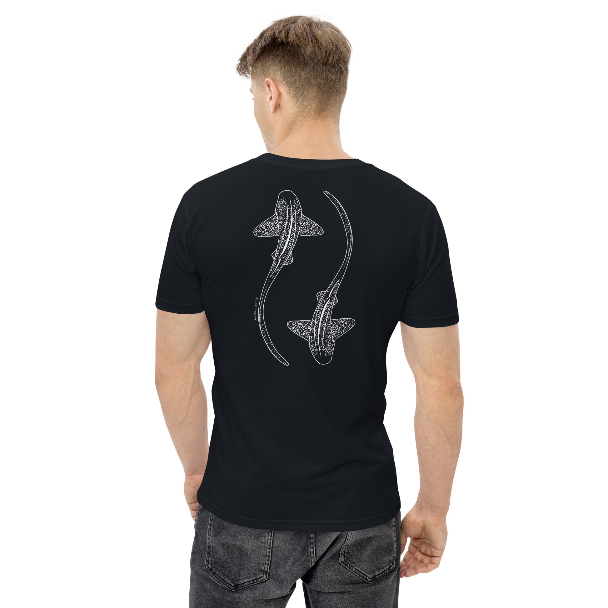 Leopard Shark Line Art - Mens Staple T-Shirt - Sailfish Creative