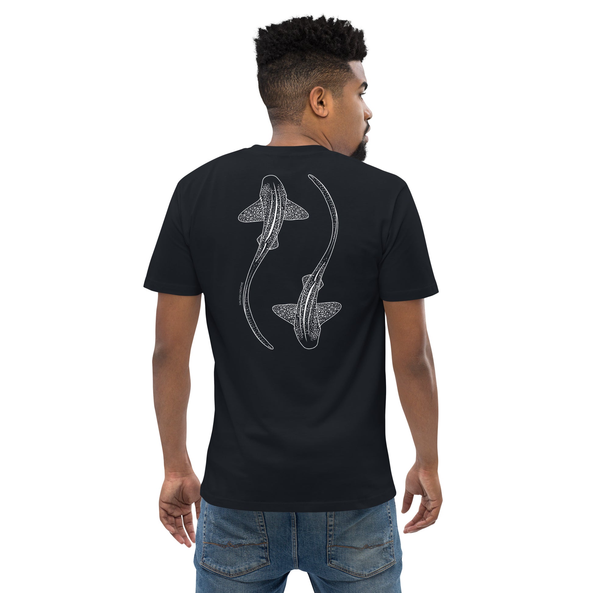 Leopard Shark Line Art - Mens Staple T-Shirt - Sailfish Creative