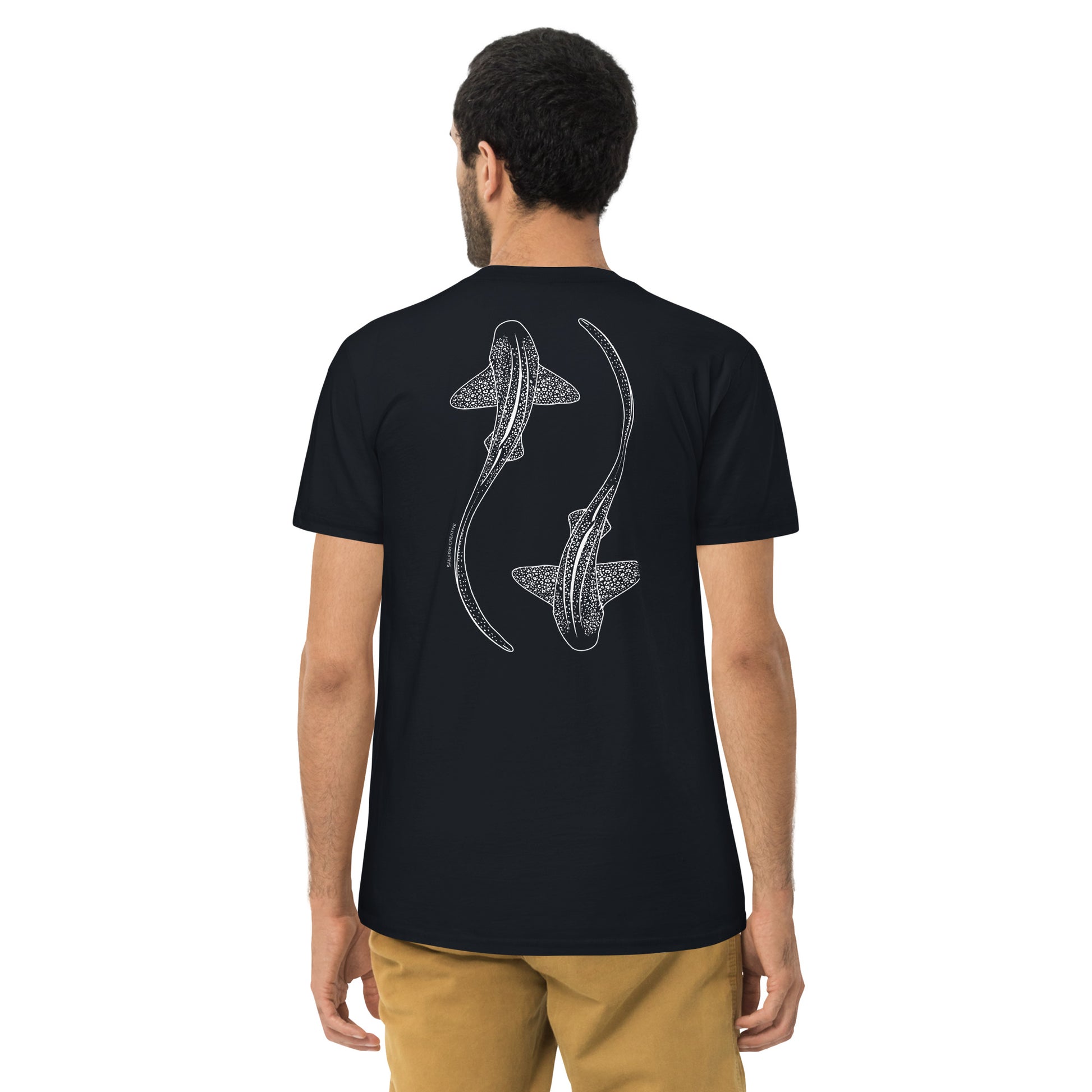 Leopard Shark Line Art - Mens Staple T-Shirt - Sailfish Creative