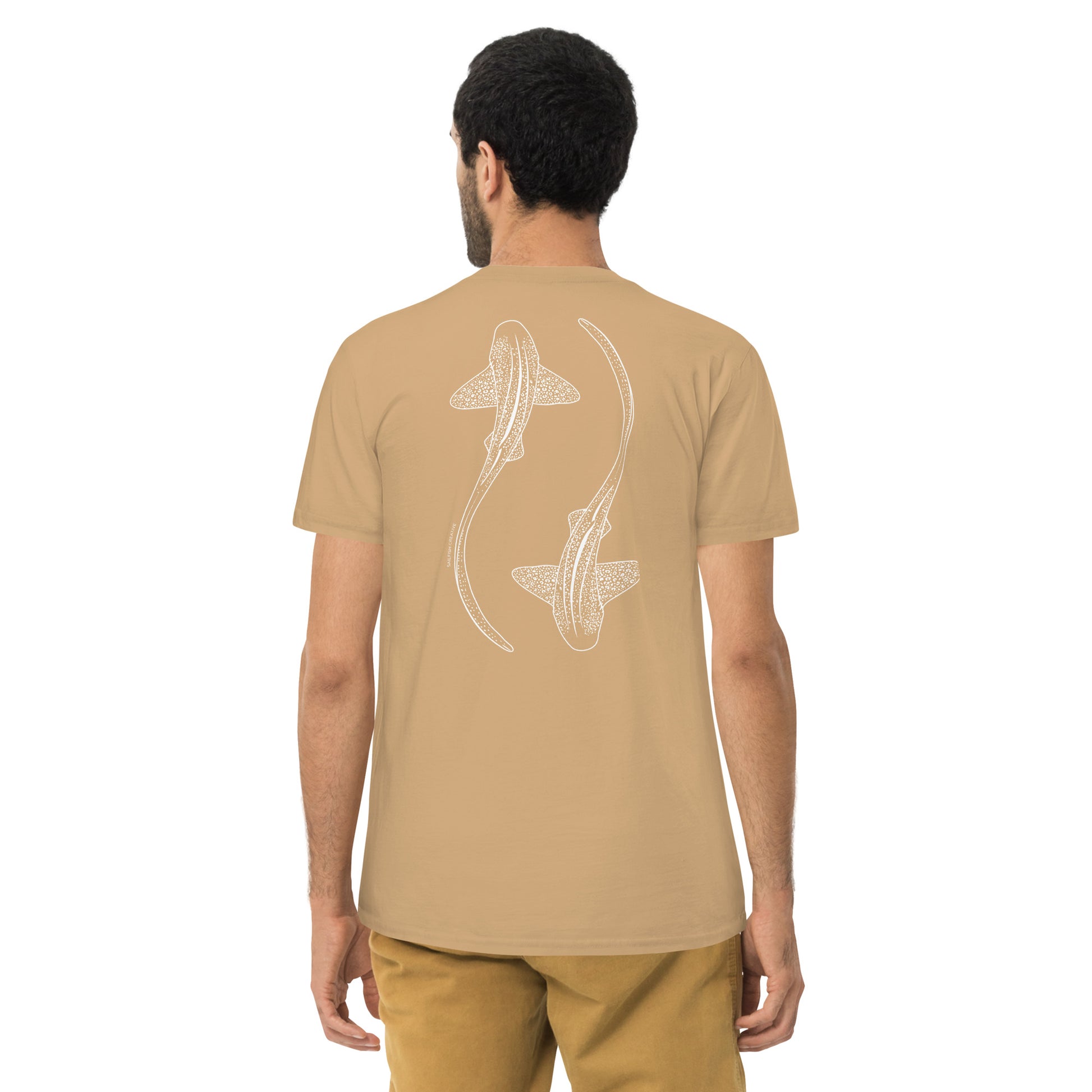 Leopard Shark Line Art - Mens Staple T-Shirt - Sailfish Creative