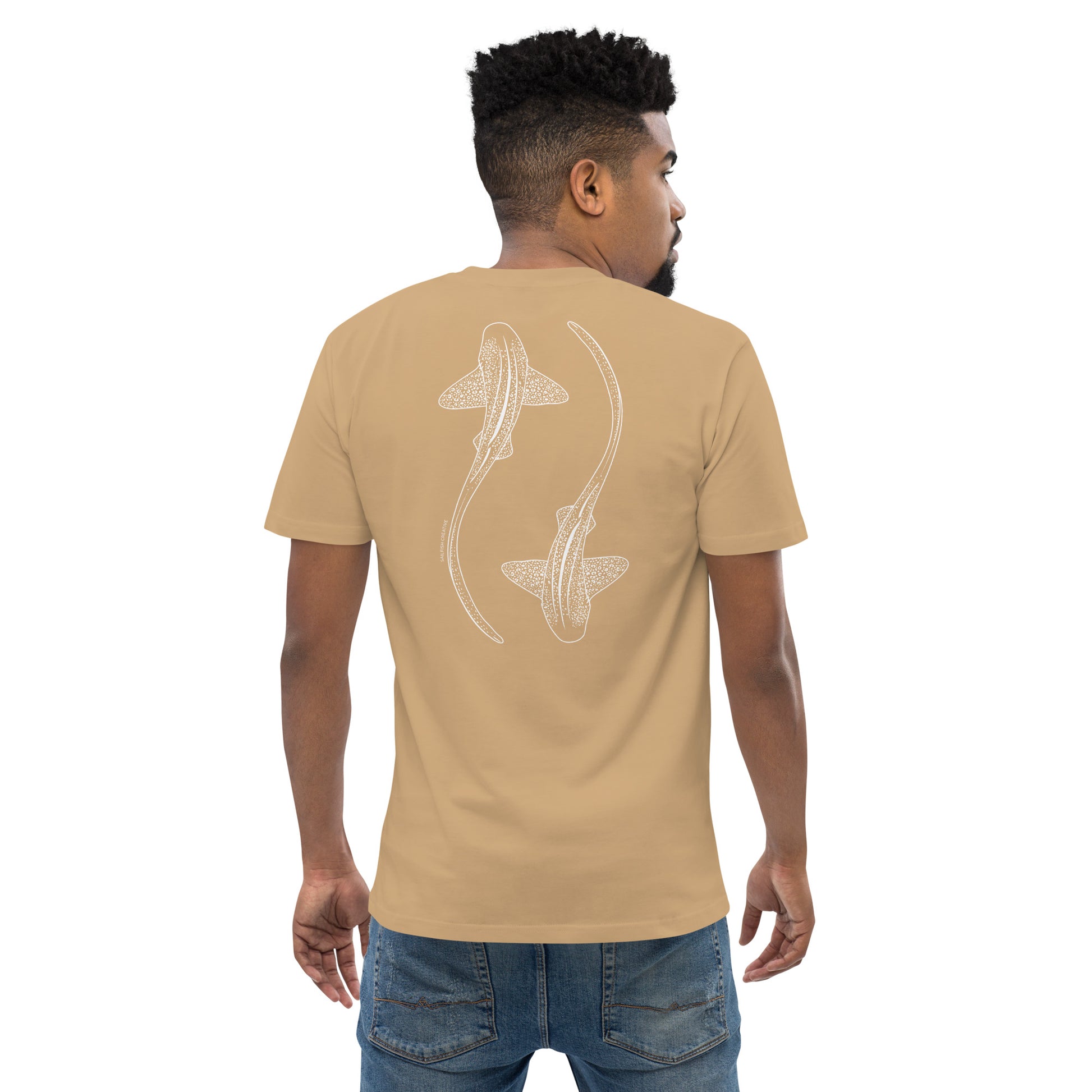 Leopard Shark Line Art - Mens Staple T-Shirt - Sailfish Creative