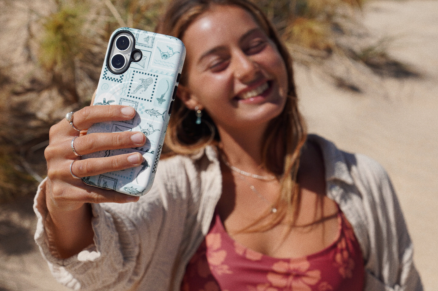 iPhone MagSafe Tough Phone Case - Arches Print Teal