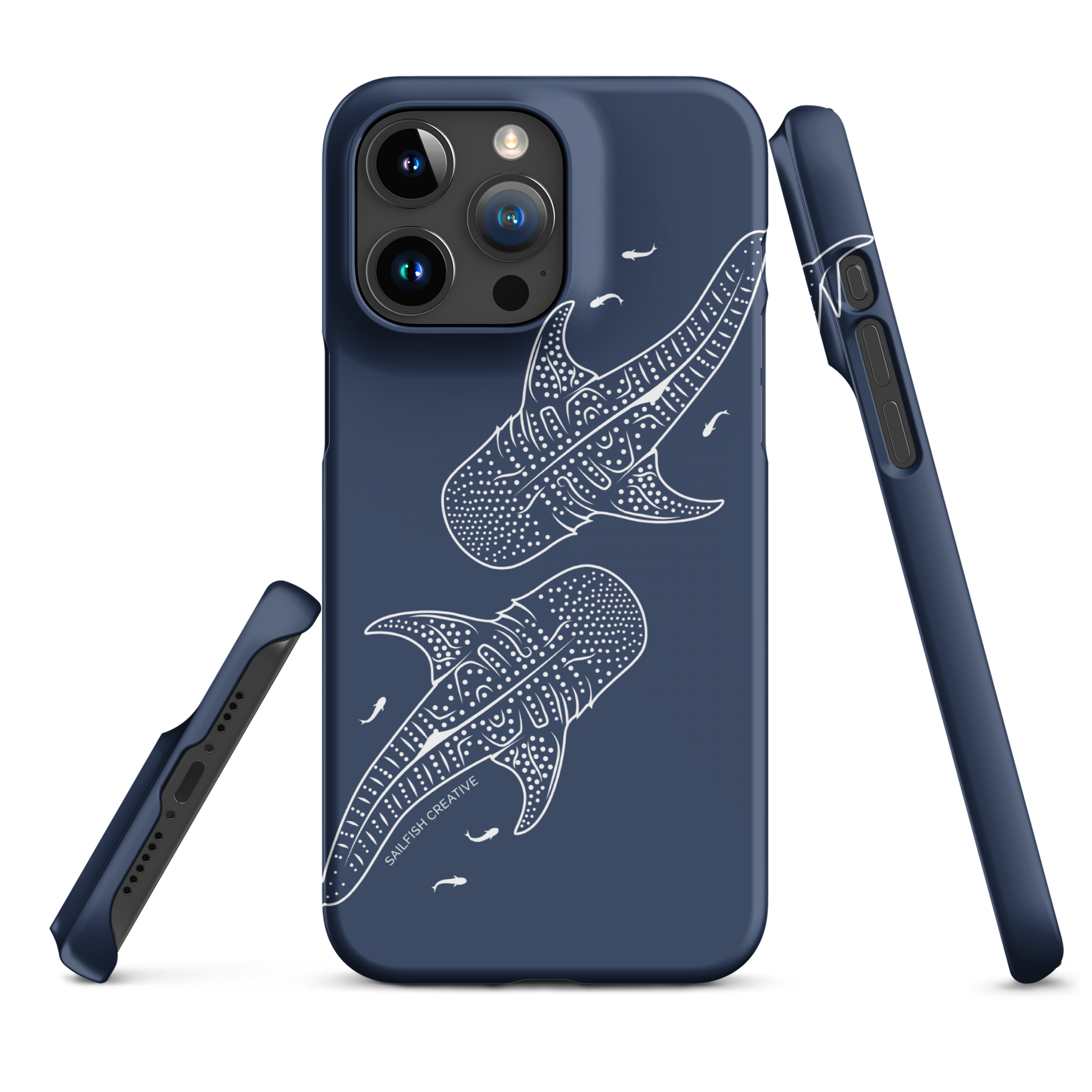 iPhone Snap Phone Case - Whale Sharks Outline Navy - Sailfish Creative