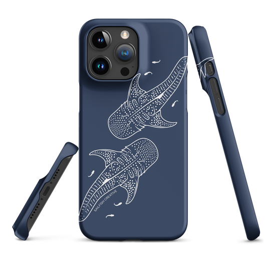 iPhone Snap Phone Case - Whale Sharks Outline Navy - Sailfish Creative