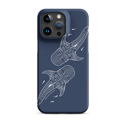 iPhone Snap Phone Case - Whale Sharks Outline Navy - Sailfish Creative