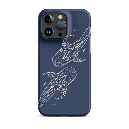 iPhone Snap Phone Case - Whale Sharks Outline Navy - Sailfish Creative