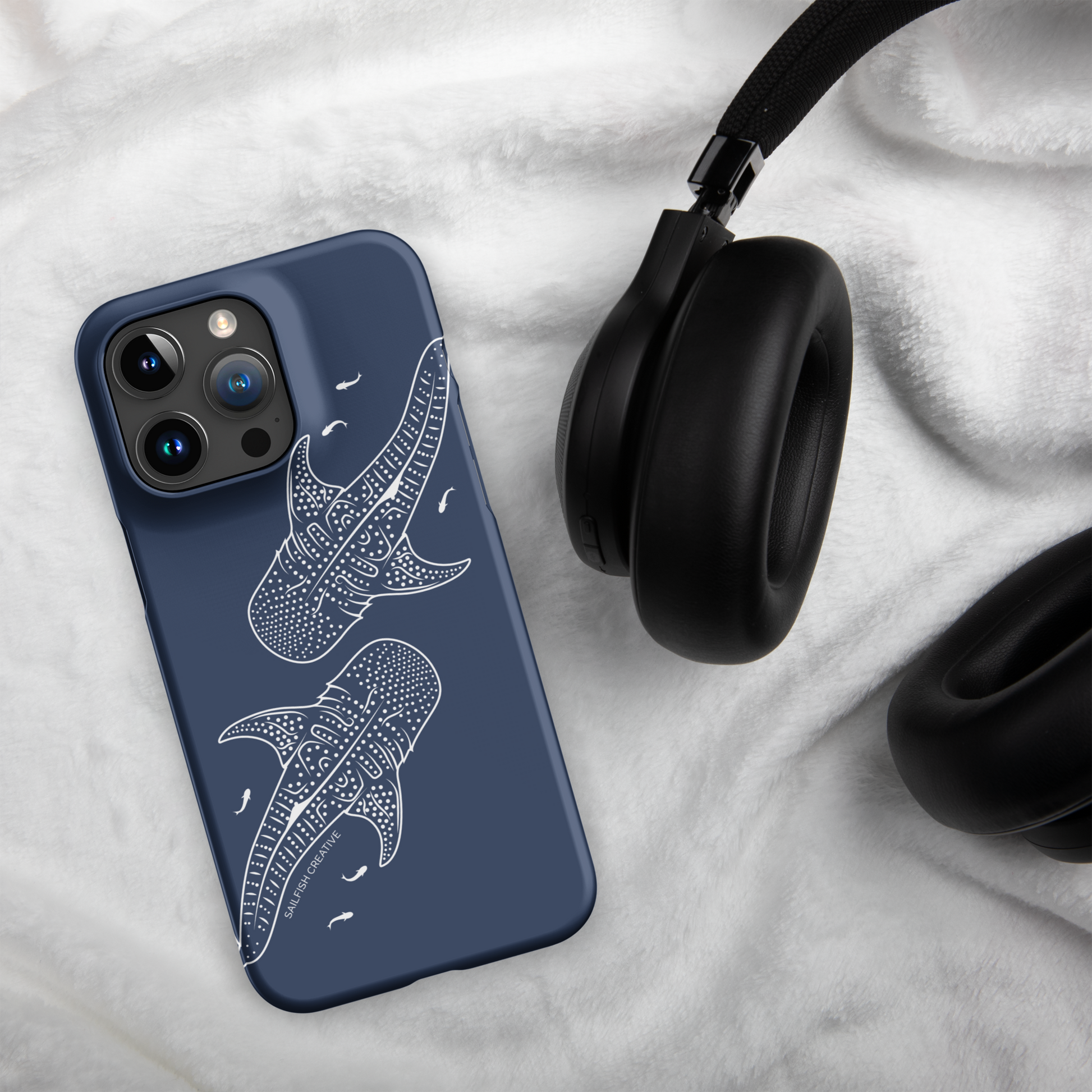 iPhone Snap Phone Case - Whale Sharks Outline Navy - Sailfish Creative