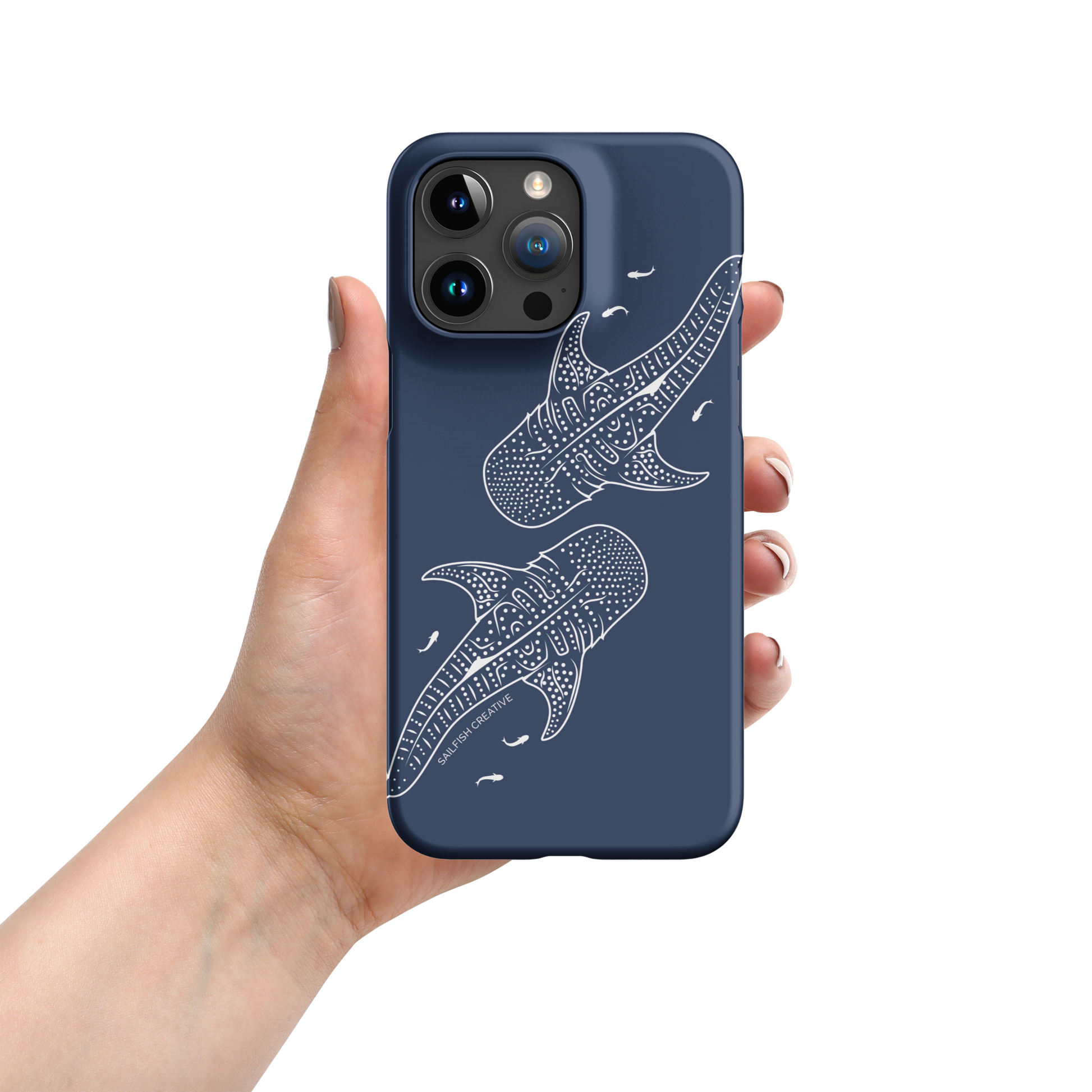 iPhone Snap Phone Case - Whale Sharks Outline Navy - Sailfish Creative