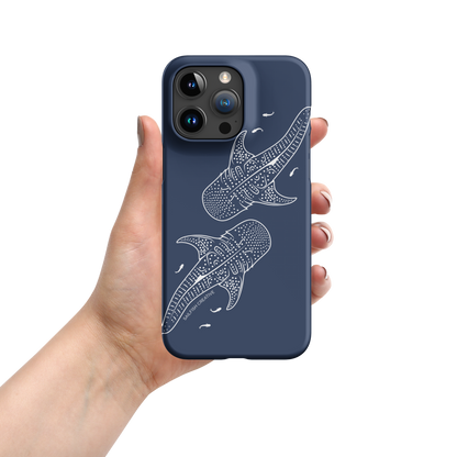 iPhone Snap Phone Case - Whale Sharks Outline Navy - Sailfish Creative