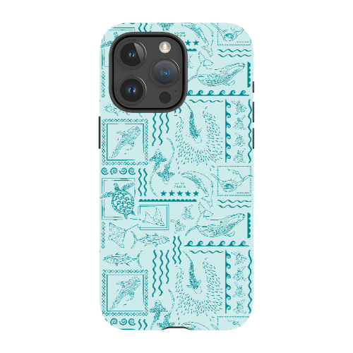 iPhone Tough Phone Case - Busy Print Teal