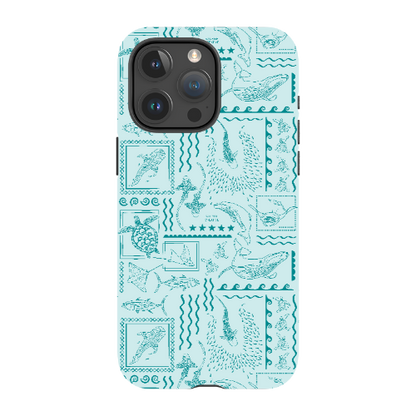 iPhone Tough Phone Case - Busy Print Teal