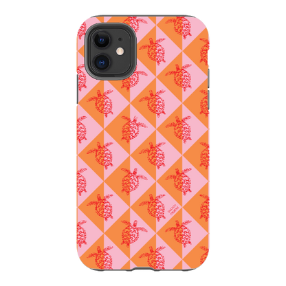 iPhone Tough Phone Case - Turtle Diamonds Candy Sunset