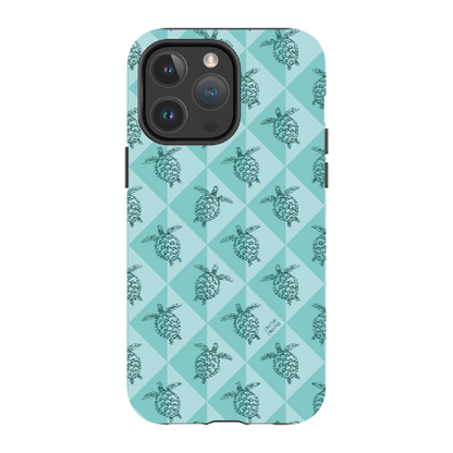iPhone MagSafe Tough Phone Case - Turtle Diamonds Teal