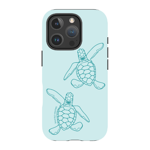 iPhone Tough Phone Case - Turtle Hatchlings Outline Teal - Sailfish Creative