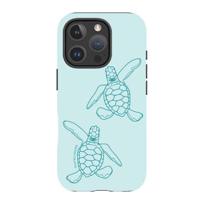 iPhone Tough Phone Case - Turtle Hatchlings Outline Teal - Sailfish Creative