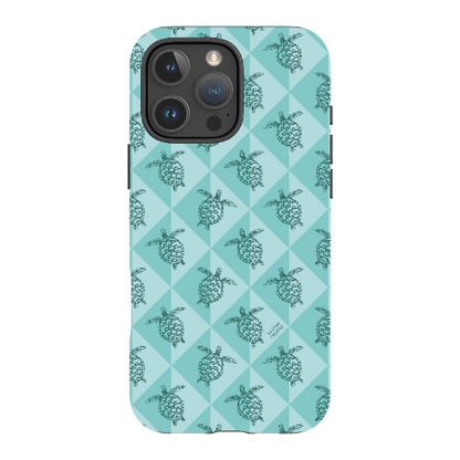 iPhone Tough Phone Case - Turtle Diamonds Teal