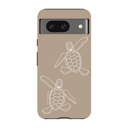 Google Pixel Tough Phone Case - Turtle Hatchlings Outline Natural