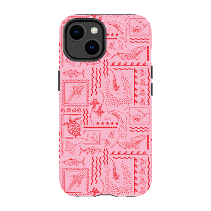 iPhone Tough Phone Case - Busy Print Pinks