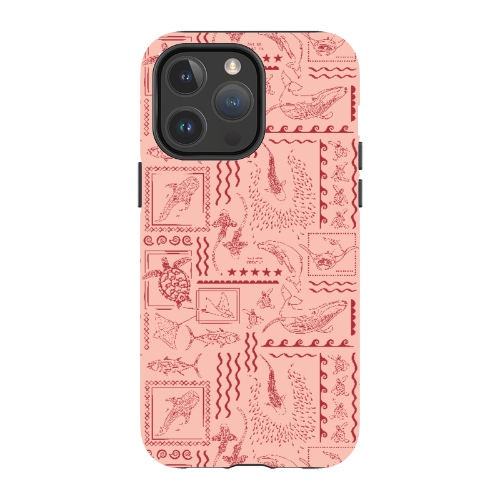 iPhone MagSafe Tough Phone Case - Busy Print Coral