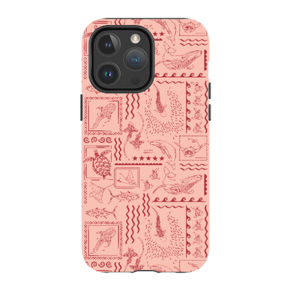 iPhone MagSafe Tough Phone Case - Busy Print Coral