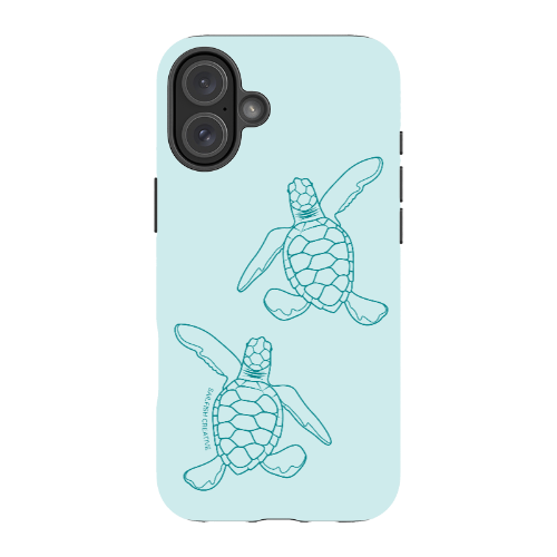 iPhone Tough Phone Case - Turtle Hatchlings Outline Teal - Sailfish Creative