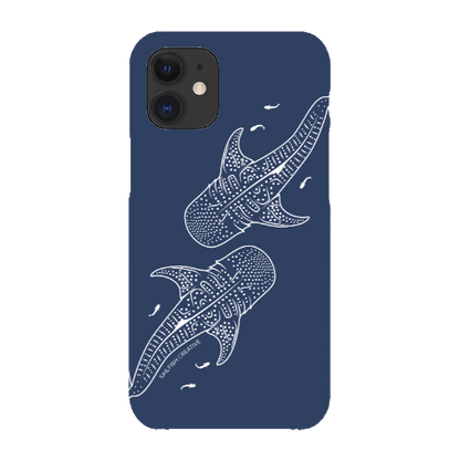 iPhone Snap Phone Case - Whale Sharks Outline Navy - Sailfish Creative