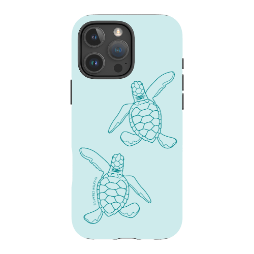 iPhone Tough Phone Case - Turtle Hatchlings Outline Teal - Sailfish Creative