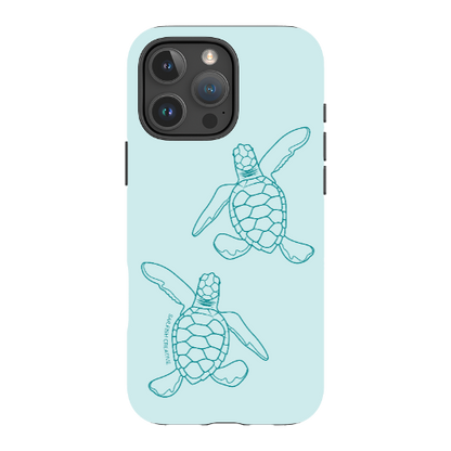 iPhone Tough Phone Case - Turtle Hatchlings Outline Teal - Sailfish Creative