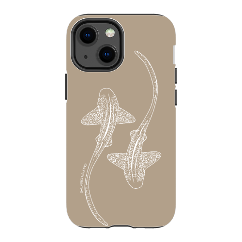 iPhone Tough Phone Case - Leopard Sharks Outline Natural - Sailfish Creative