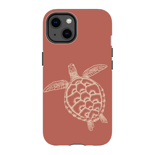 iPhone Tough Case - Turtle Outline Rusty Coral