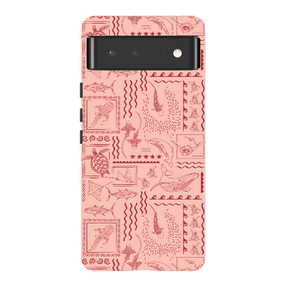 Google Pixel Tough Phone Case - Busy Print Coral