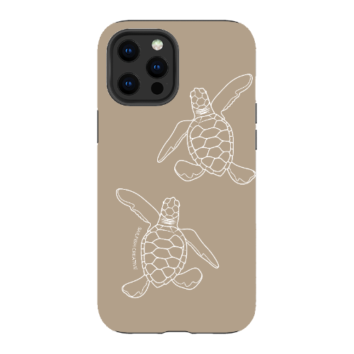 iPhone Tough Phone Case - Turtle Hatchlings Outline Natural - Sailfish Creative