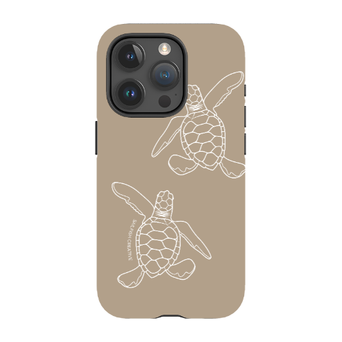 iPhone Tough Phone Case - Turtle Hatchlings Outline Natural - Sailfish Creative