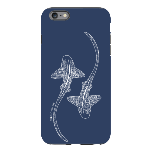 iPhone Tough Phone Case - Leopard Sharks Outline Navy - Sailfish Creative