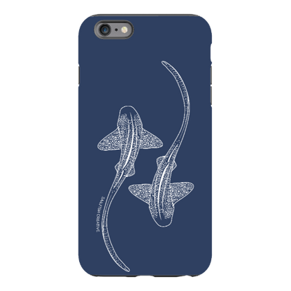 iPhone Tough Phone Case - Leopard Sharks Outline Navy - Sailfish Creative