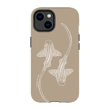 iPhone Tough Phone Case - Leopard Sharks Outline Natural - Sailfish Creative