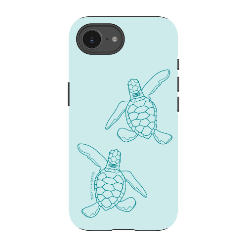 iPhone Tough Phone Case - Turtle Hatchlings Outline Teal - Sailfish Creative