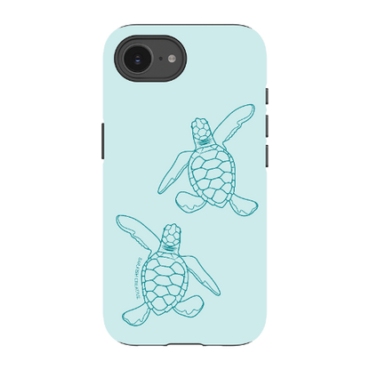 iPhone Tough Phone Case - Turtle Hatchlings Outline Teal - Sailfish Creative