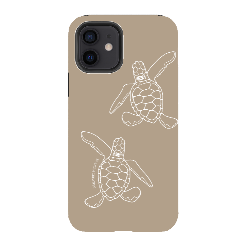 iPhone Tough Phone Case - Turtle Hatchlings Outline Natural - Sailfish Creative