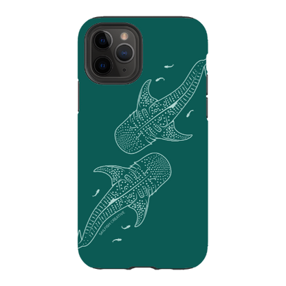iPhone Tough Case - Whale Sharks Outline Emerald