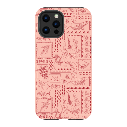 iPhone Tough Phone Case - Busy Print Coral