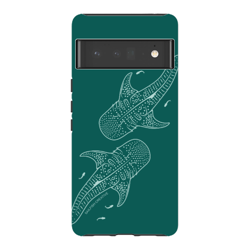 Google Pixel Tough Phone Case - Whale Sharks Outline Emerald