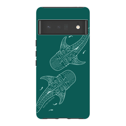 Google Pixel Tough Phone Case - Whale Sharks Outline Emerald