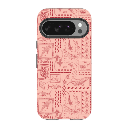 Google Pixel Tough Phone Case - Busy Print Coral