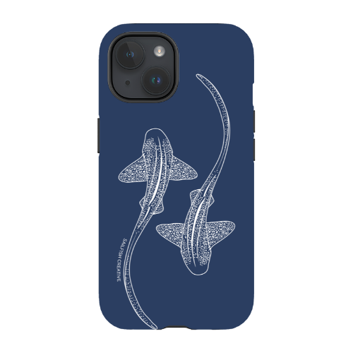 iPhone Tough Phone Case - Leopard Sharks Outline Navy - Sailfish Creative