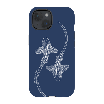 iPhone Tough Phone Case - Leopard Sharks Outline Navy - Sailfish Creative